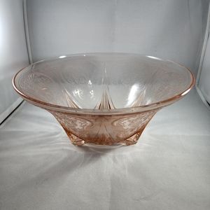 Hazel Atlas Royal Lace Consol Footed Bowl Pink Depression Glass